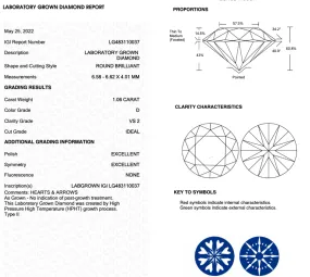 1.01CT Round D VS1 IDEAL 3EX NONE (H&A)- LG483110037