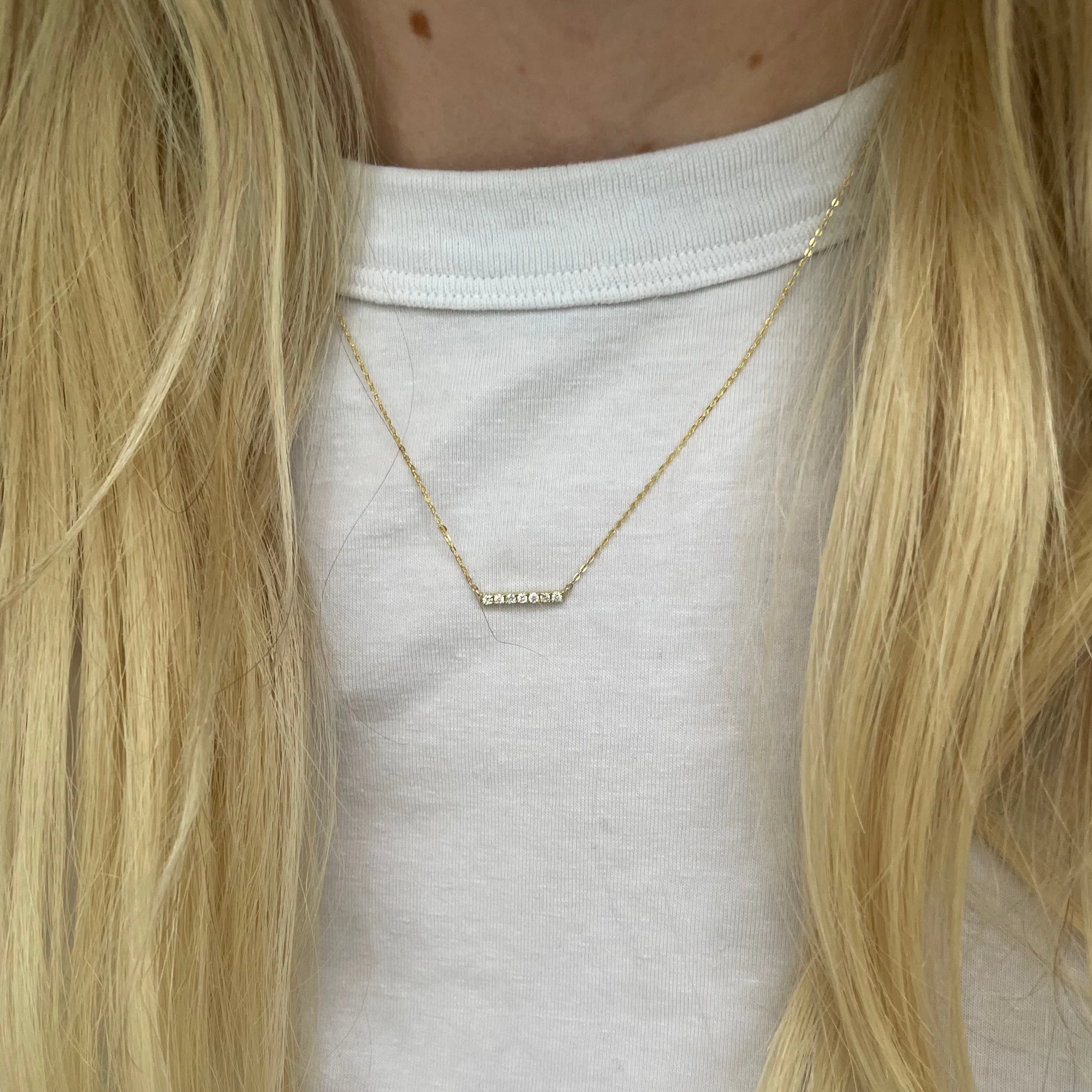 10K Gold Diamond Bar Necklace