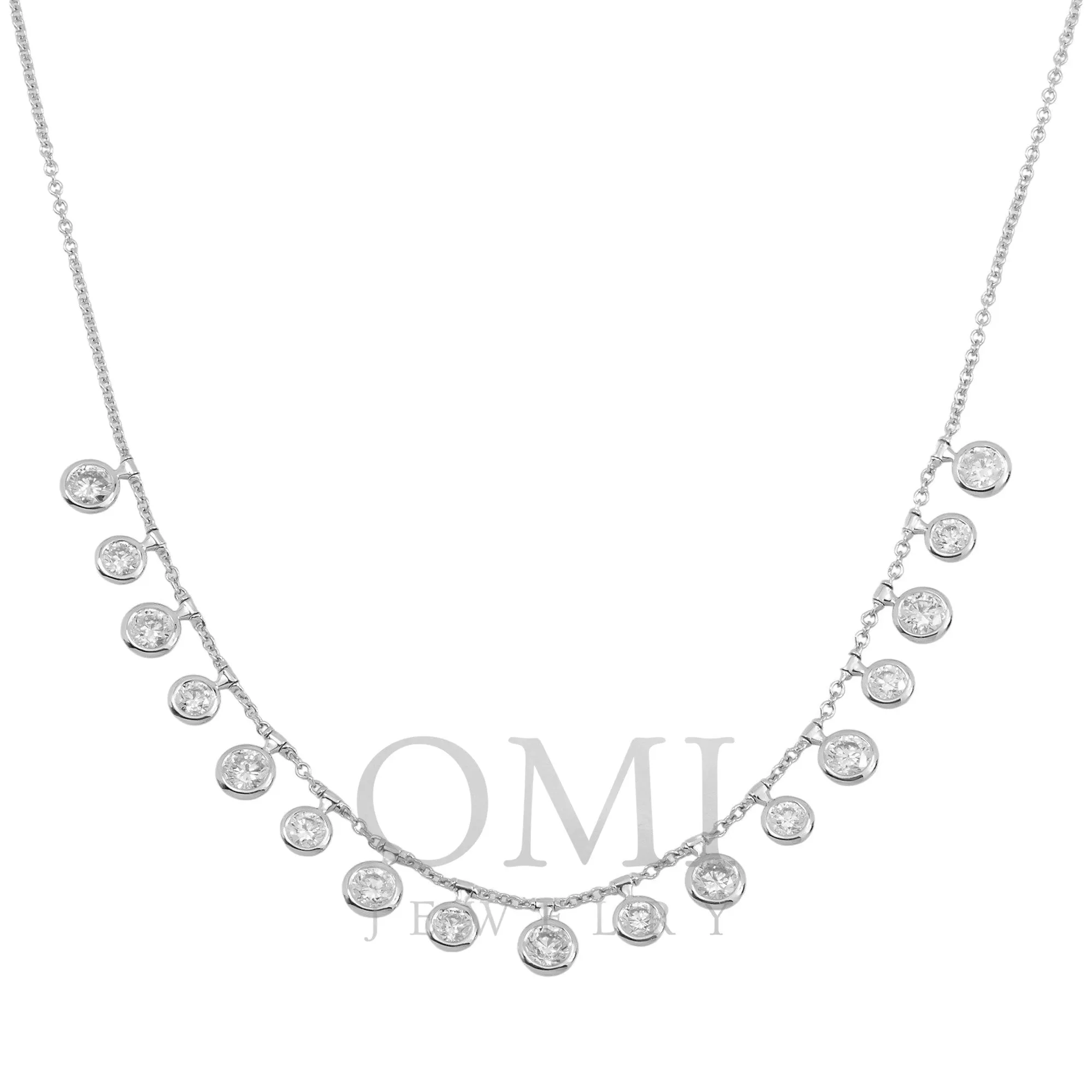 18K GOLD ROUND DIAMOND CIRCLES NECKLACE 4.45 CT