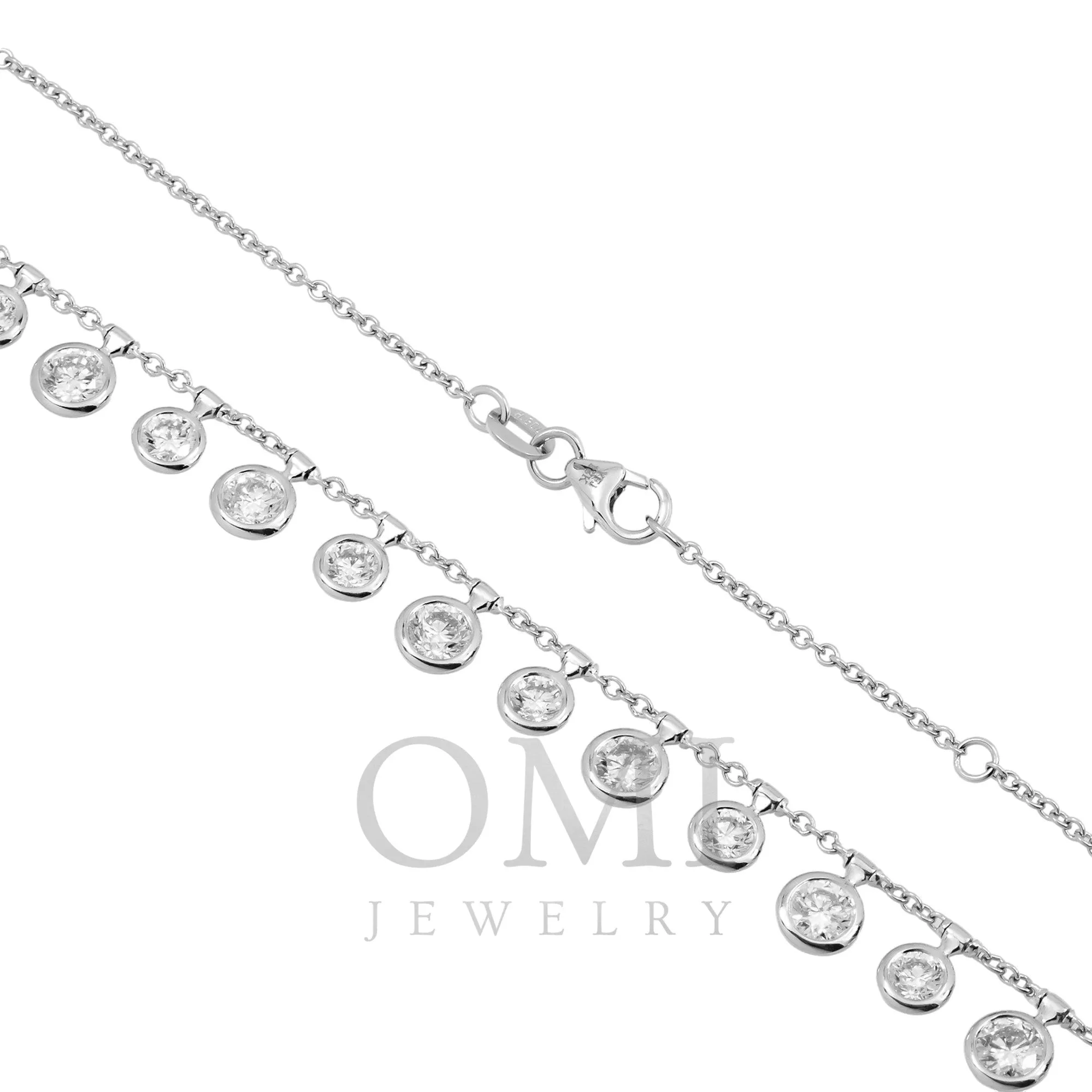 18K GOLD ROUND DIAMOND CIRCLES NECKLACE 4.45 CT