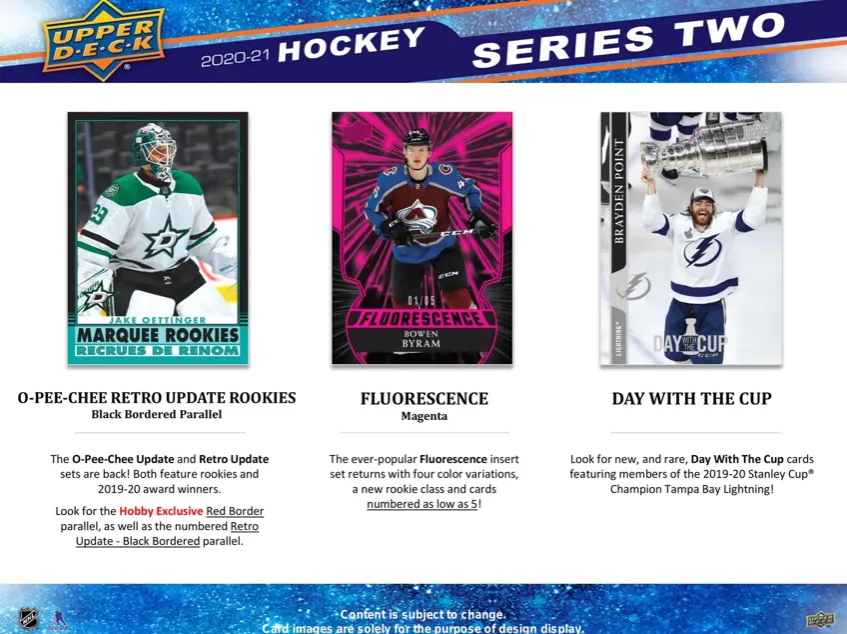 2020-21 Upper Deck Hockey Trading Cards Series 2 Hobby Box 24 Packs Per Box 8 Cards Per Pack