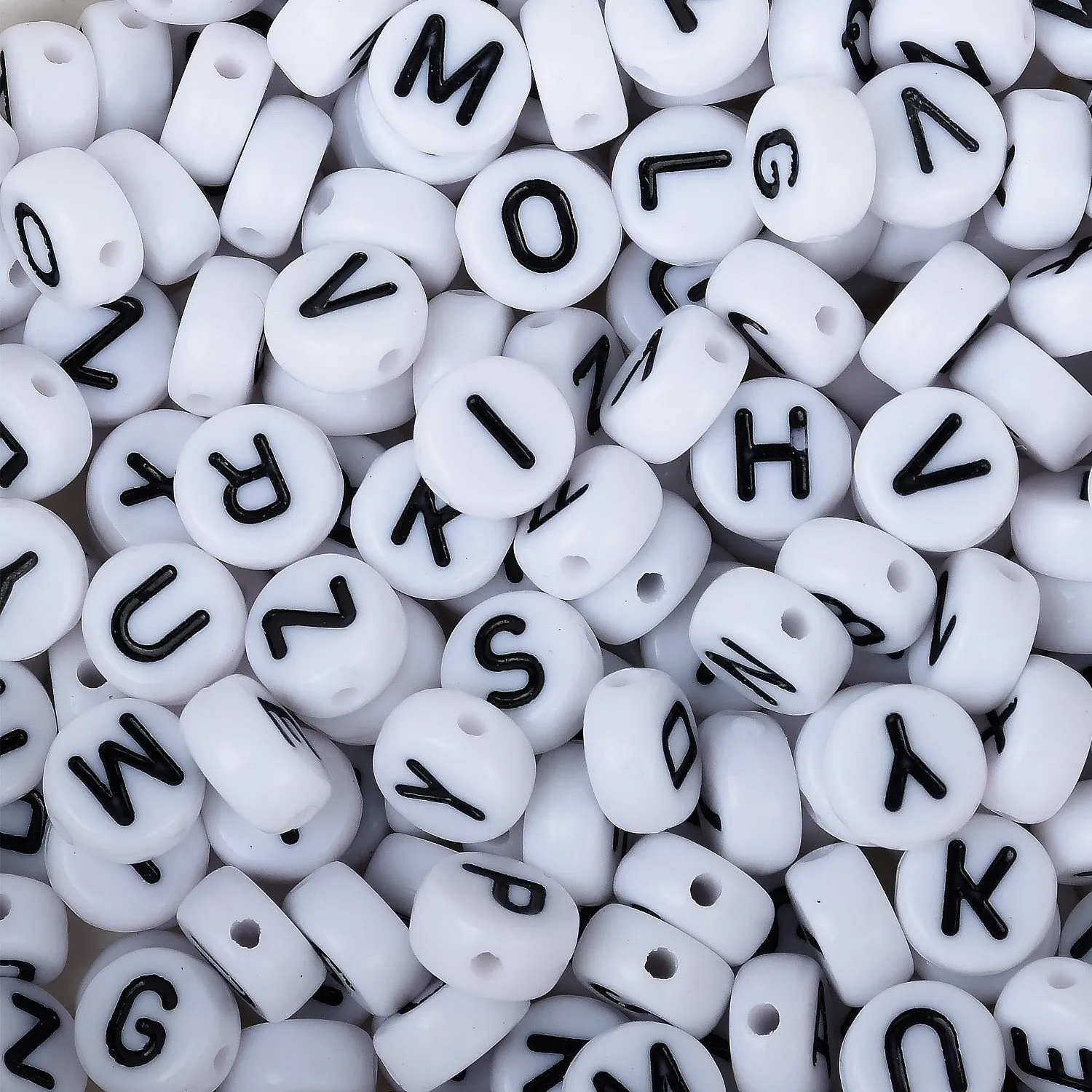 7mm White Acrylic Letter Beads Round Alphabet Beads DIY name letter bead for bracelet 100pcs/bag 103125