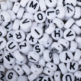 7mm White Acrylic Letter Beads Round Alphabet Beads DIY name letter bead for bracelet 100pcs/bag 103125