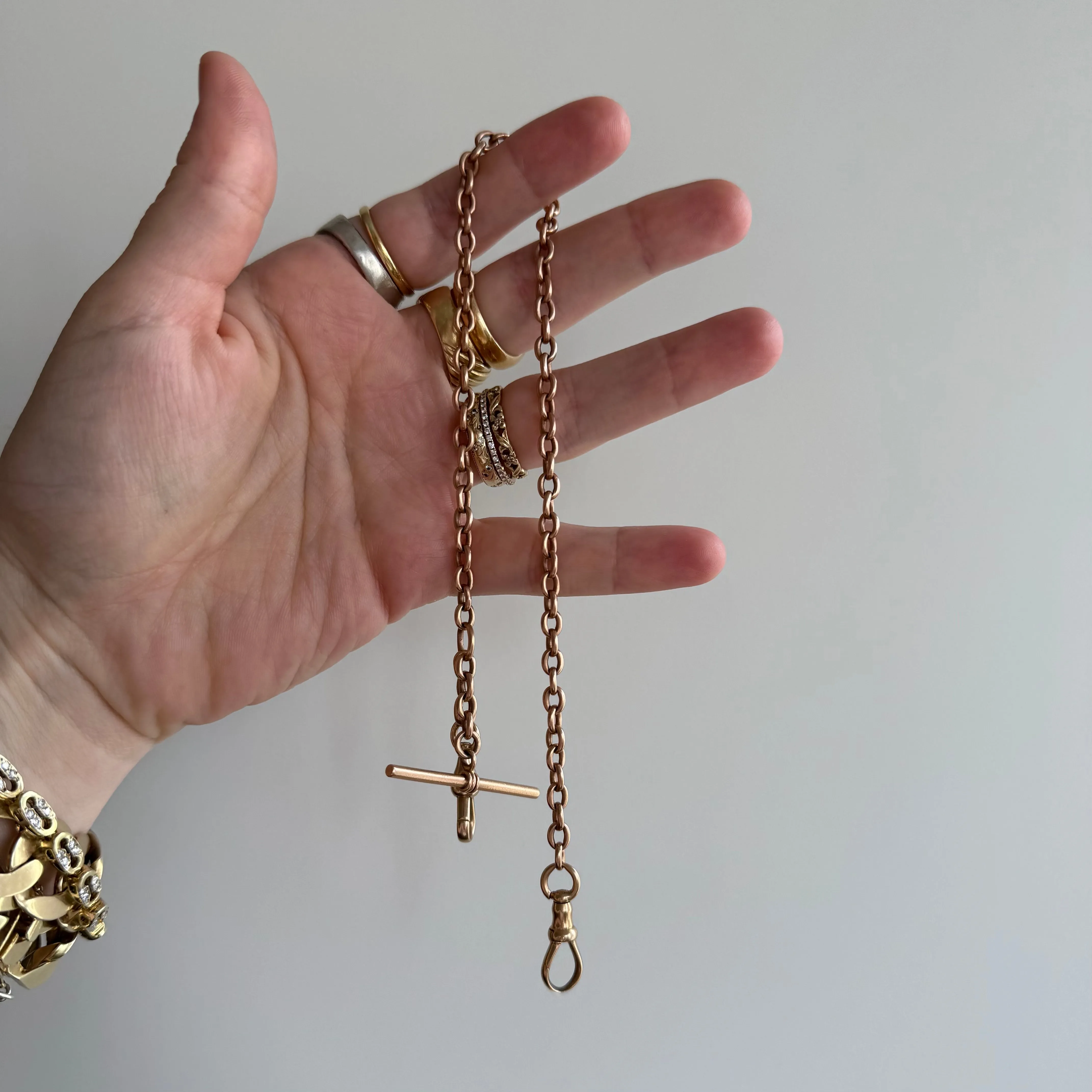 A N T I Q U E // rosy possibilities / 14k rose gold cable link watch chain / 12.25, 20g