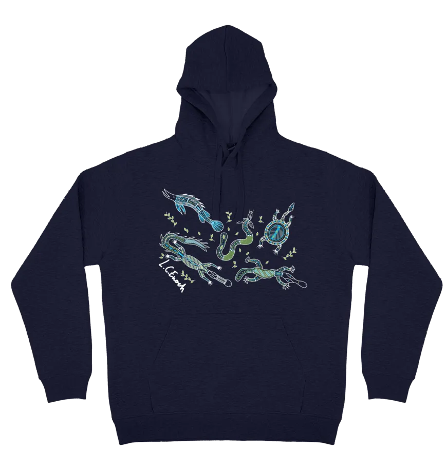 Adults Cozy Hoodie - Freshwater Totems By Louis Enoch