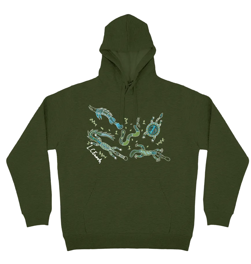 Adults Cozy Hoodie - Freshwater Totems By Louis Enoch