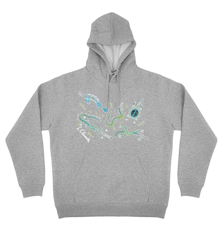 Adults Cozy Hoodie - Freshwater Totems By Louis Enoch