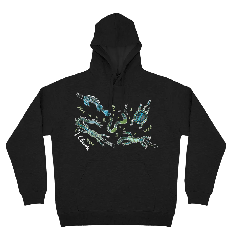 Adults Cozy Hoodie - Freshwater Totems By Louis Enoch