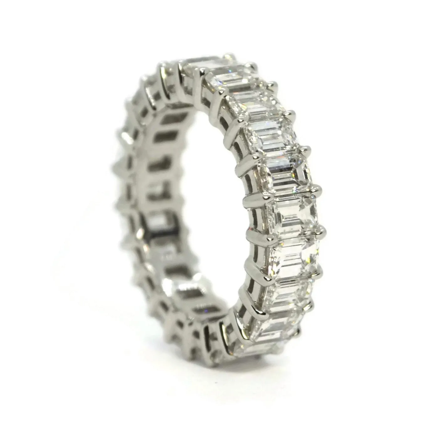 AFJ Diamond Collection - Eternity Band Ring with Emerald-cut Diamonds 5.43 carats, Platinum