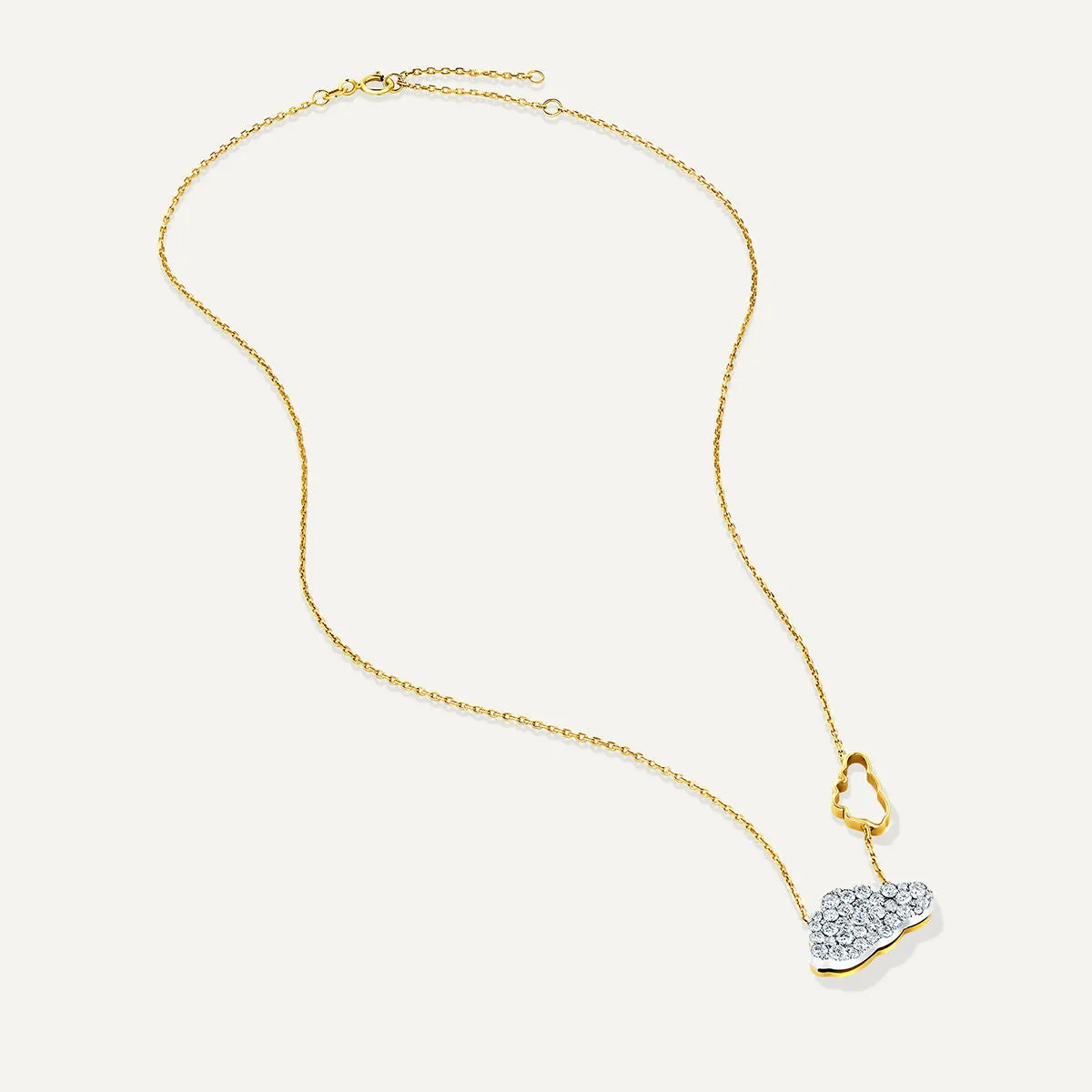 Allusia Love Double Cloud 18K Gold Necklace w. Diamonds