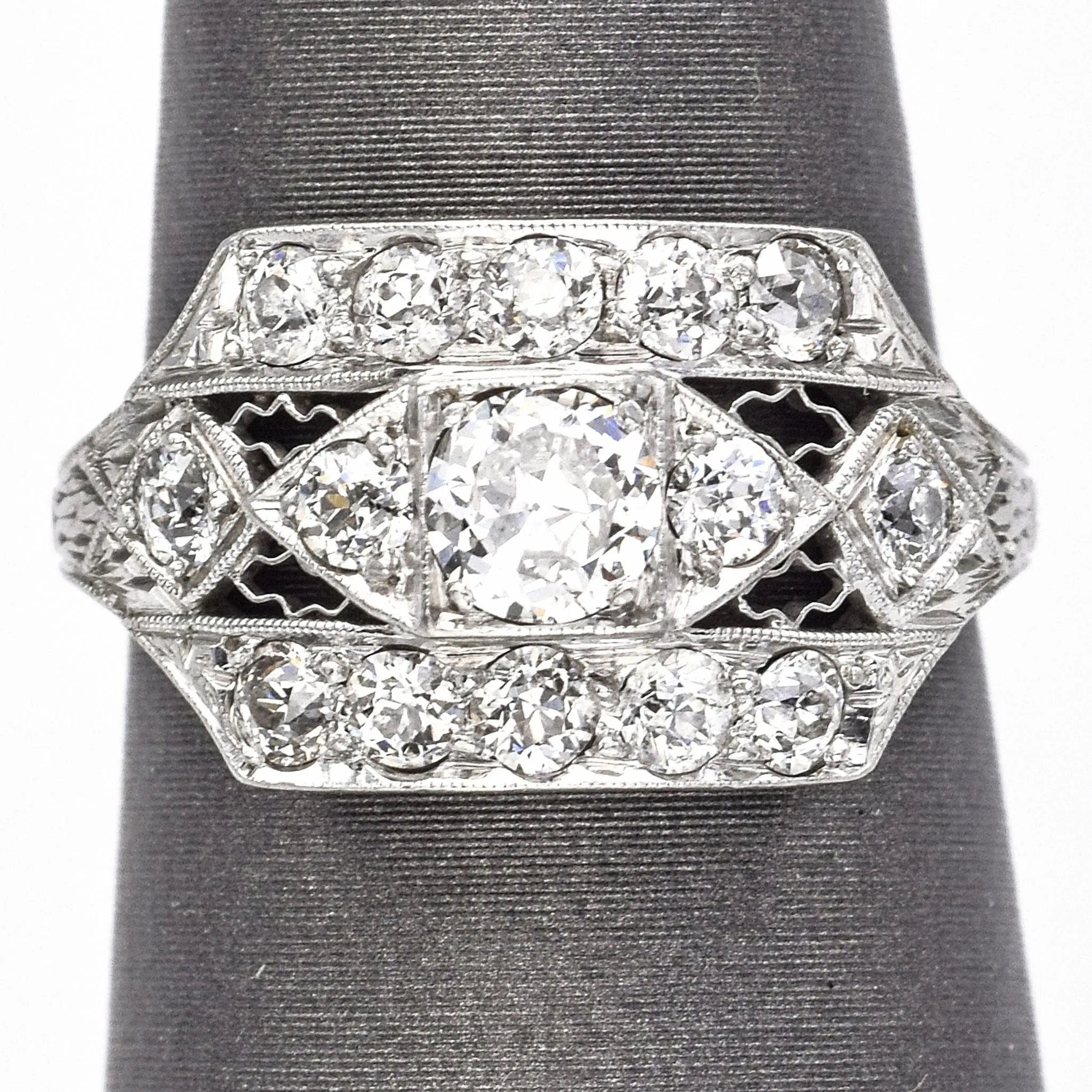 Antique Platinum 1.02 TCW Diamond Art Deco Band Ring G/H VS-1/2