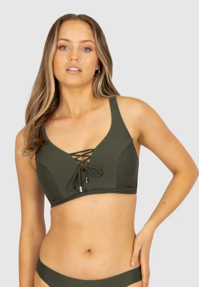 Baku E-G Cup Lace Up Bra - Rococco