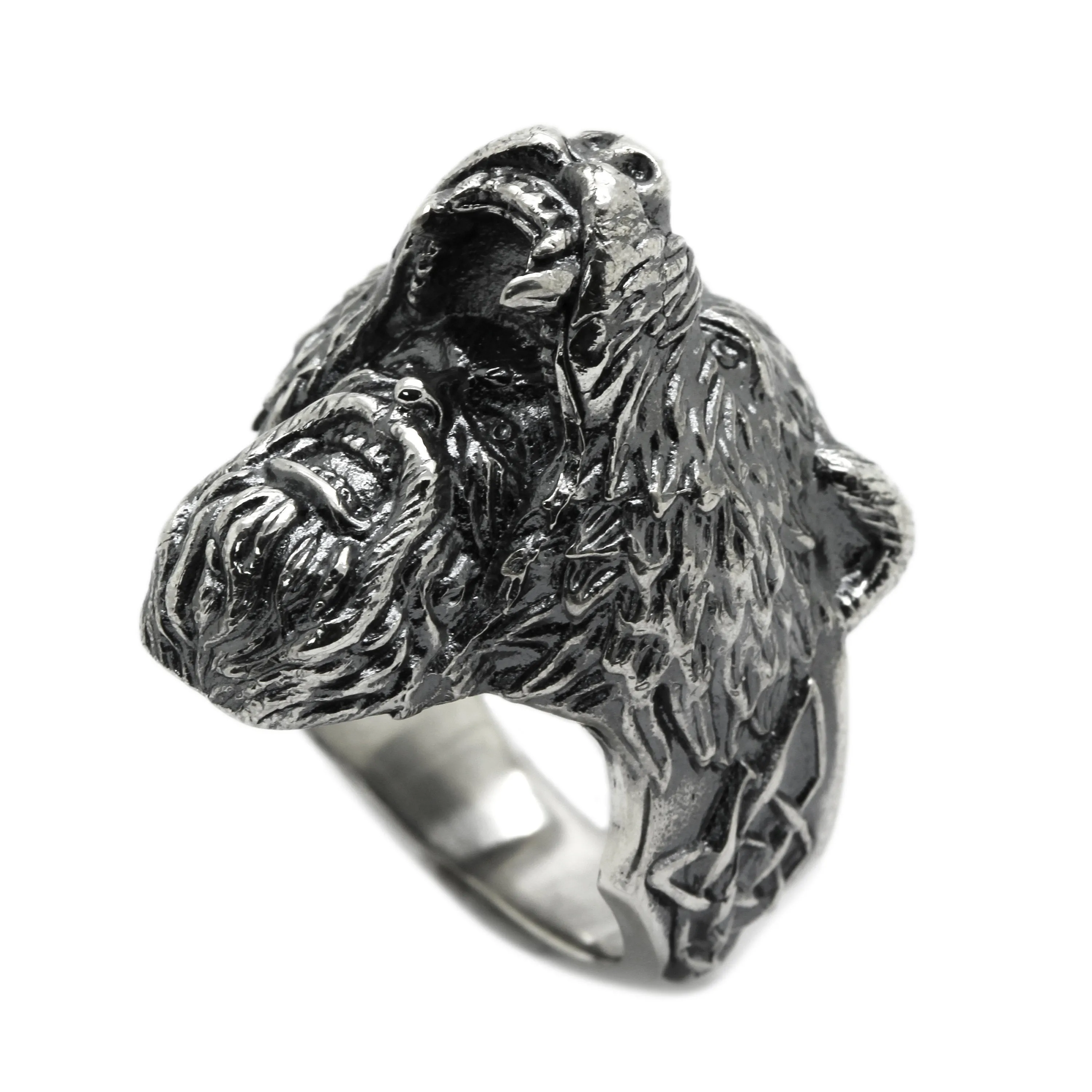 Berserk Warriors Viking  Bear Mask  Huge Men's Ring  Sterling Silver 925