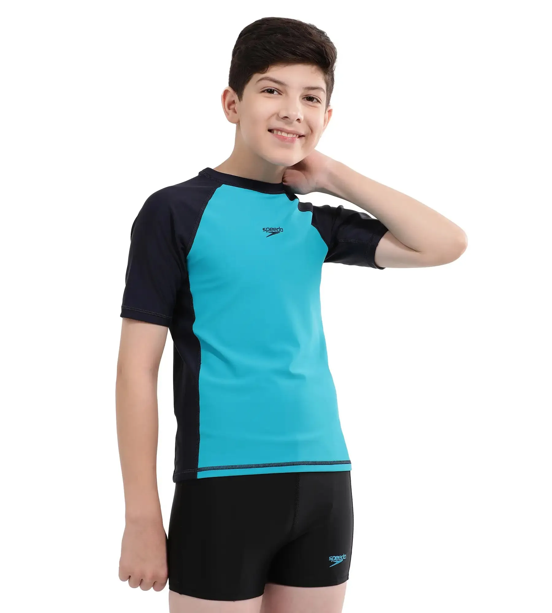 Boy's Endurance Short Sleeve Suntop - Aquarium  &  True Navy