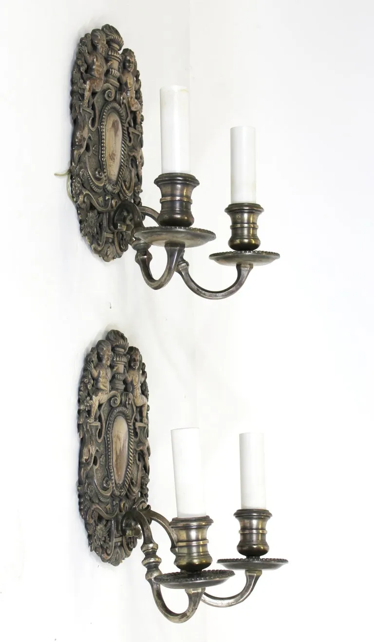 Caldwell American Renaissance Revival Wall Sconces in Silvered Bronze