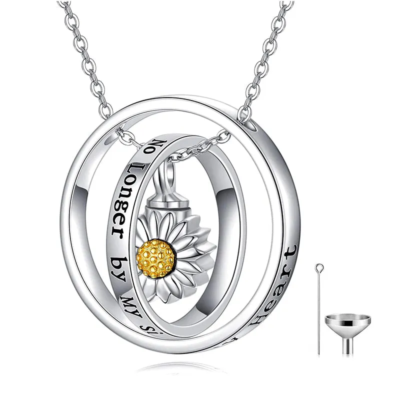 Cremation Jewelry 925 Sterling Silver Sunflower Rose Paw Urn Necklace for Ashes