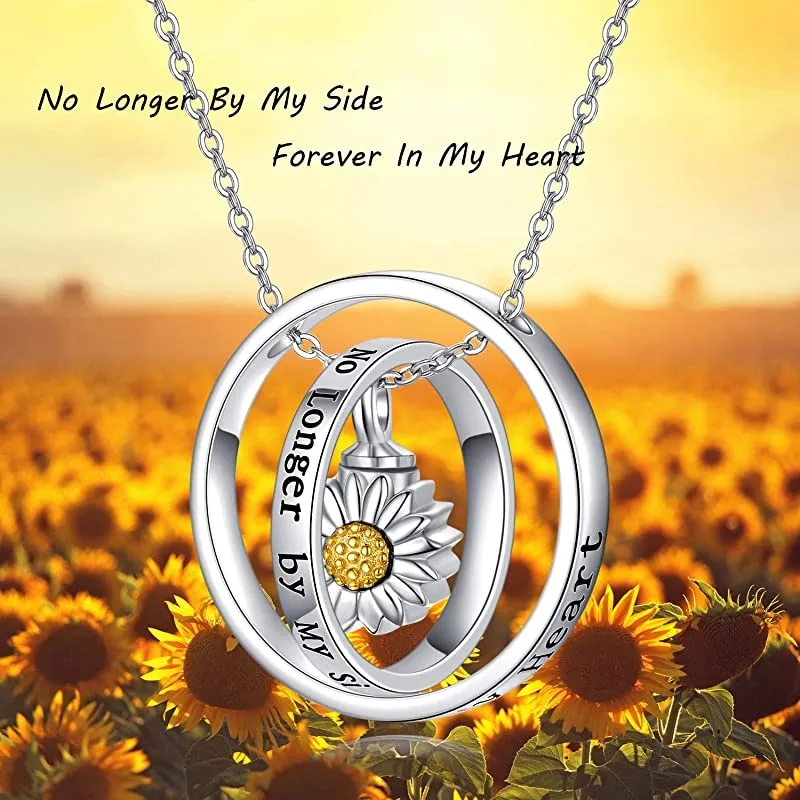 Cremation Jewelry 925 Sterling Silver Sunflower Rose Paw Urn Necklace for Ashes