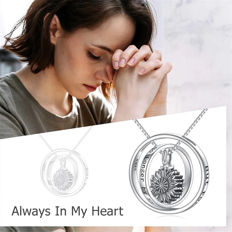 Cremation Jewelry 925 Sterling Silver Sunflower Rose Paw Urn Necklace for Ashes