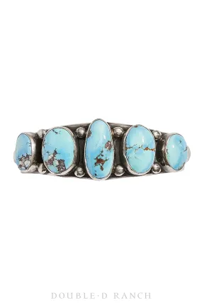 Cuff, Natural Stone, Turquoise, 5 Stone, Golden Hills, Hallmark, Vintage, 3252