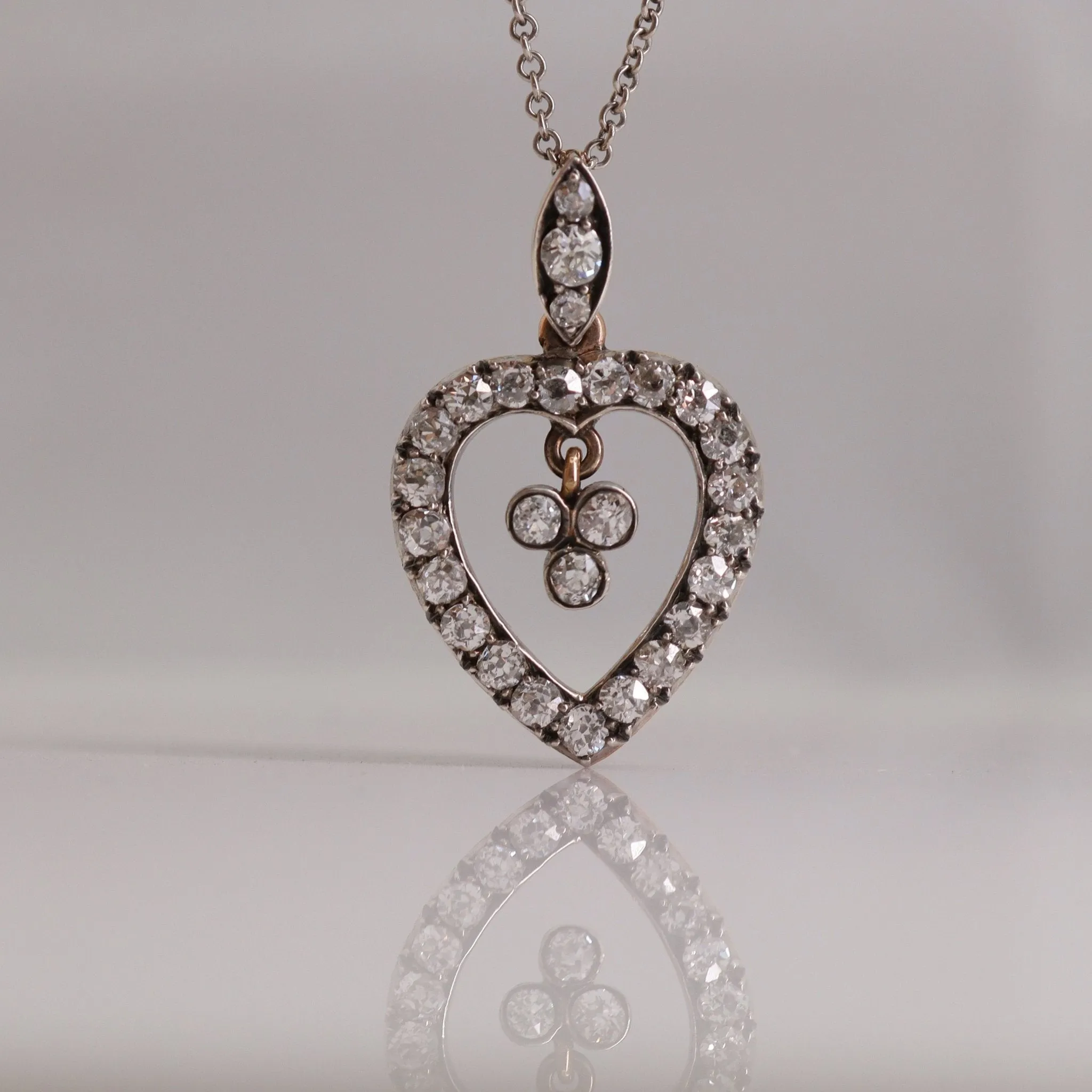 Edwardian Diamond Open Heart Pendant