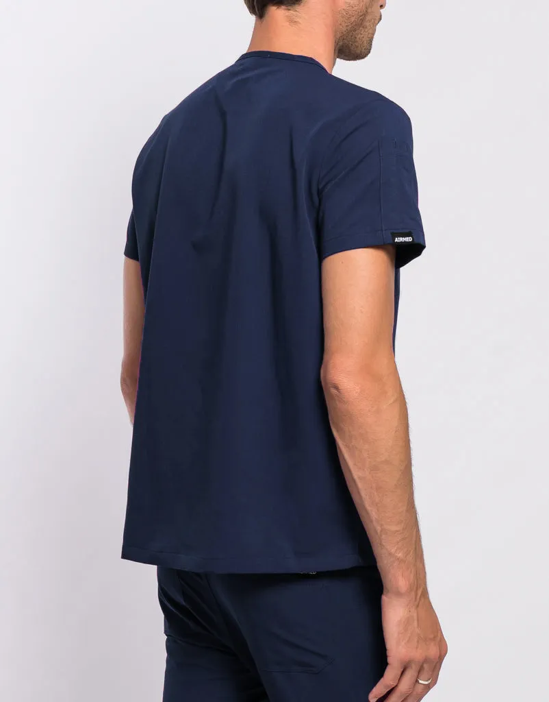 Essential V Neck Scrub Top - True Navy