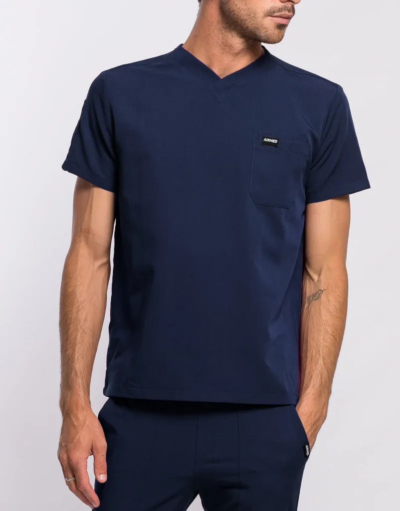 Essential V Neck Scrub Top - True Navy