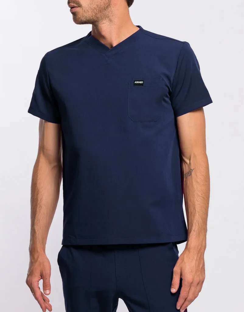 Essential V Neck Scrub Top - True Navy