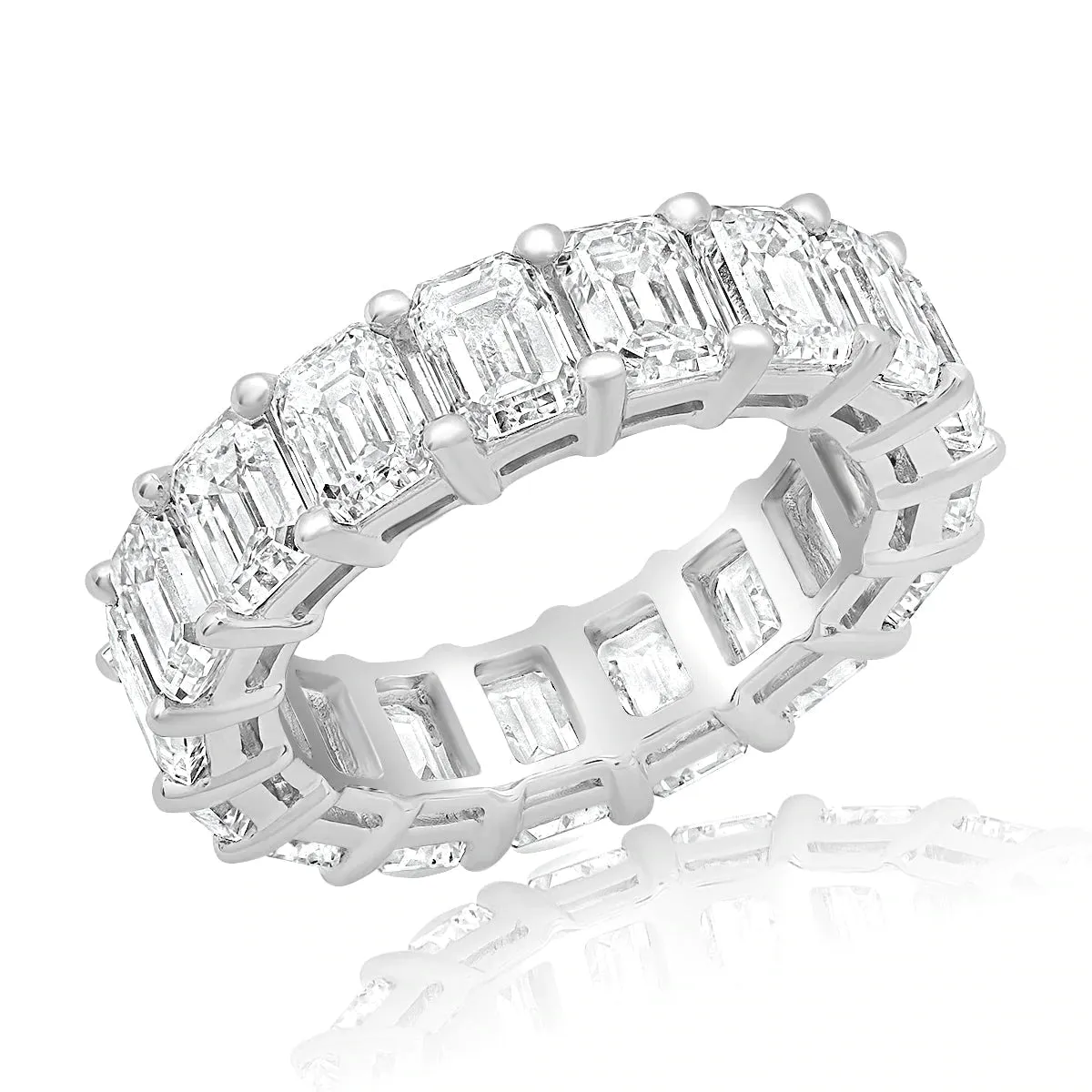 FAY Emerald Cut Lab Grown Diamond Eternity Band Shared Prong in 18k Gold