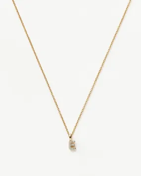 Fine Diamond Initial Mini Pendant Necklace  - E | 14k Solid Yellow Gold Plated/Diamond