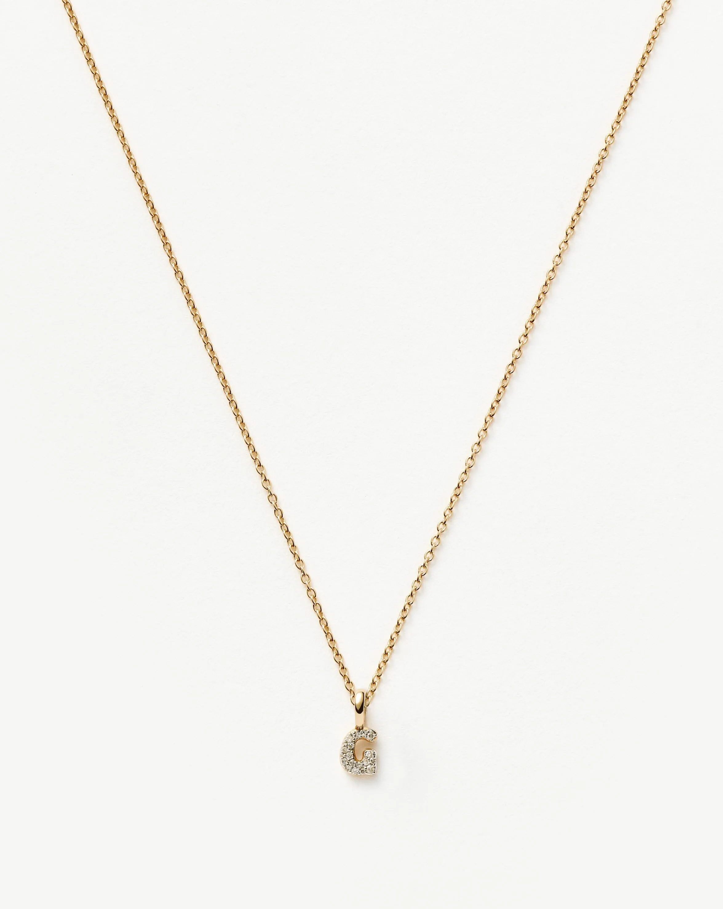 Fine Diamond Initial Mini Pendant Necklace - G | 14k Solid Yellow Gold Plated/Diamond