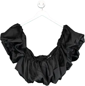 Forever Unique Black Satin Volume Bardot Top UK 10