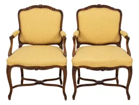 French Louis XV Style Upholstered Oak Armchair, 2