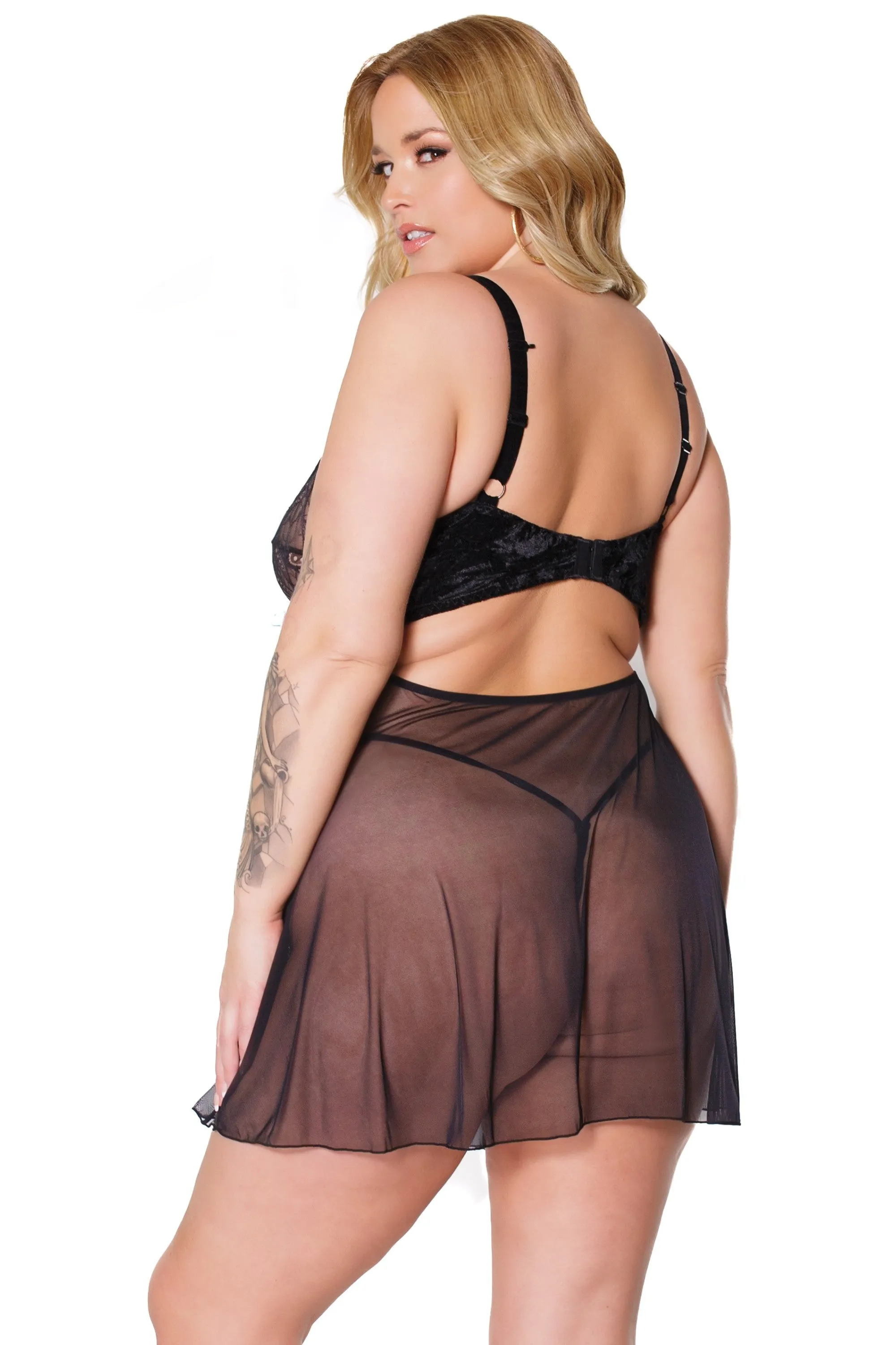 Front V-shaped Babydoll & G-String Set