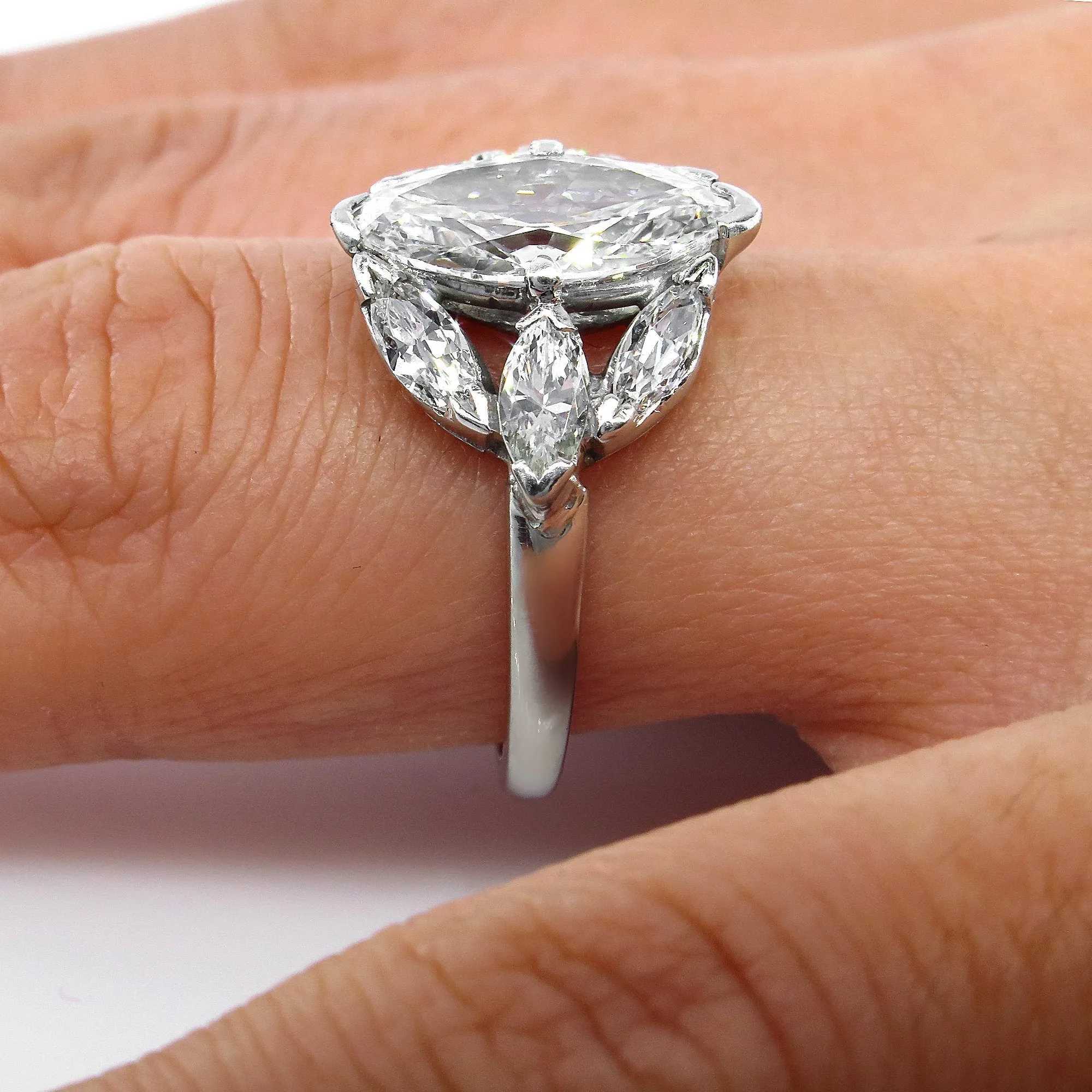 GIA D-VS2 Art Deco 3.00ct Old OVAL Moval Cut Diamond Engagement Platinum Antique Vintage Ring