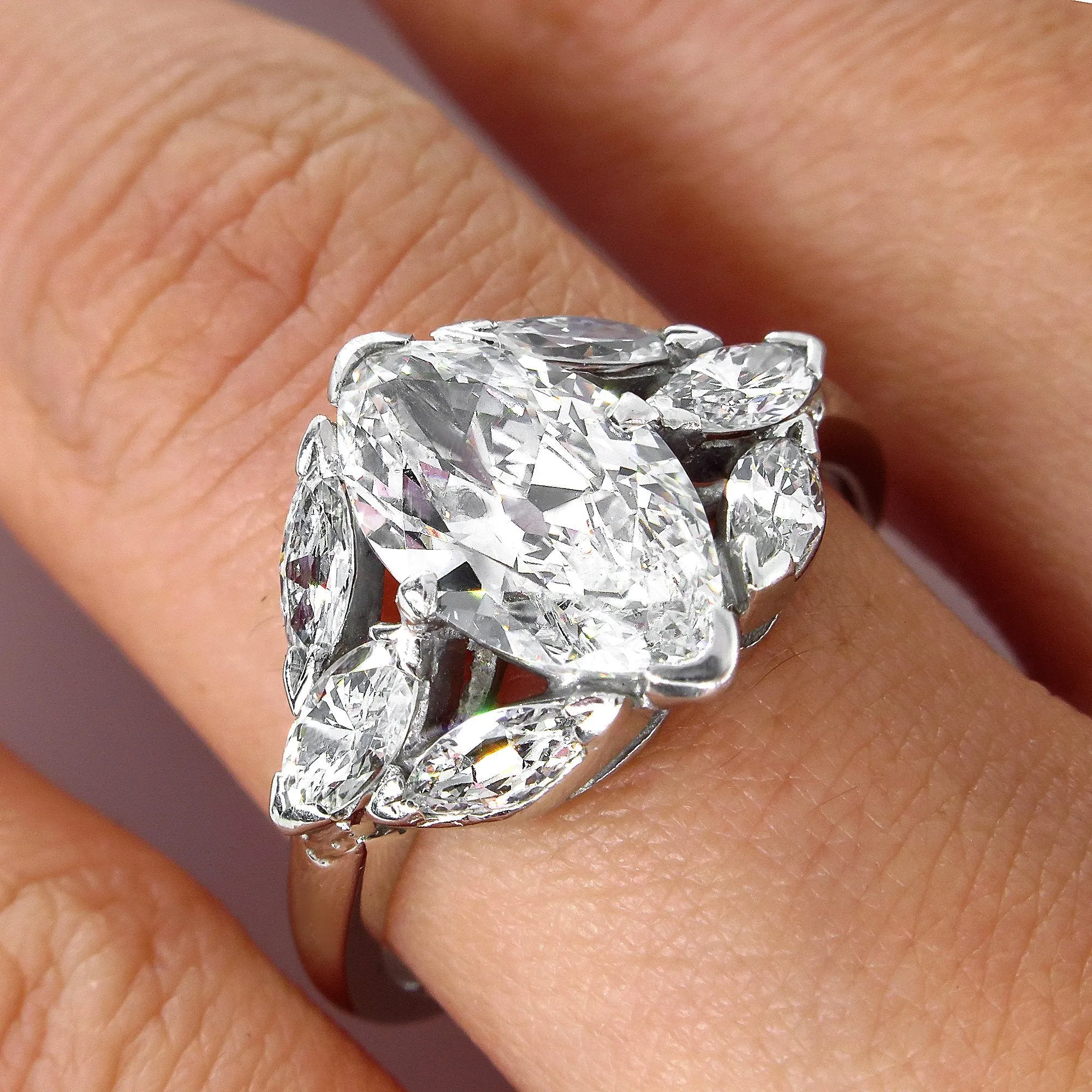 GIA D-VS2 Art Deco 3.00ct Old OVAL Moval Cut Diamond Engagement Platinum Antique Vintage Ring