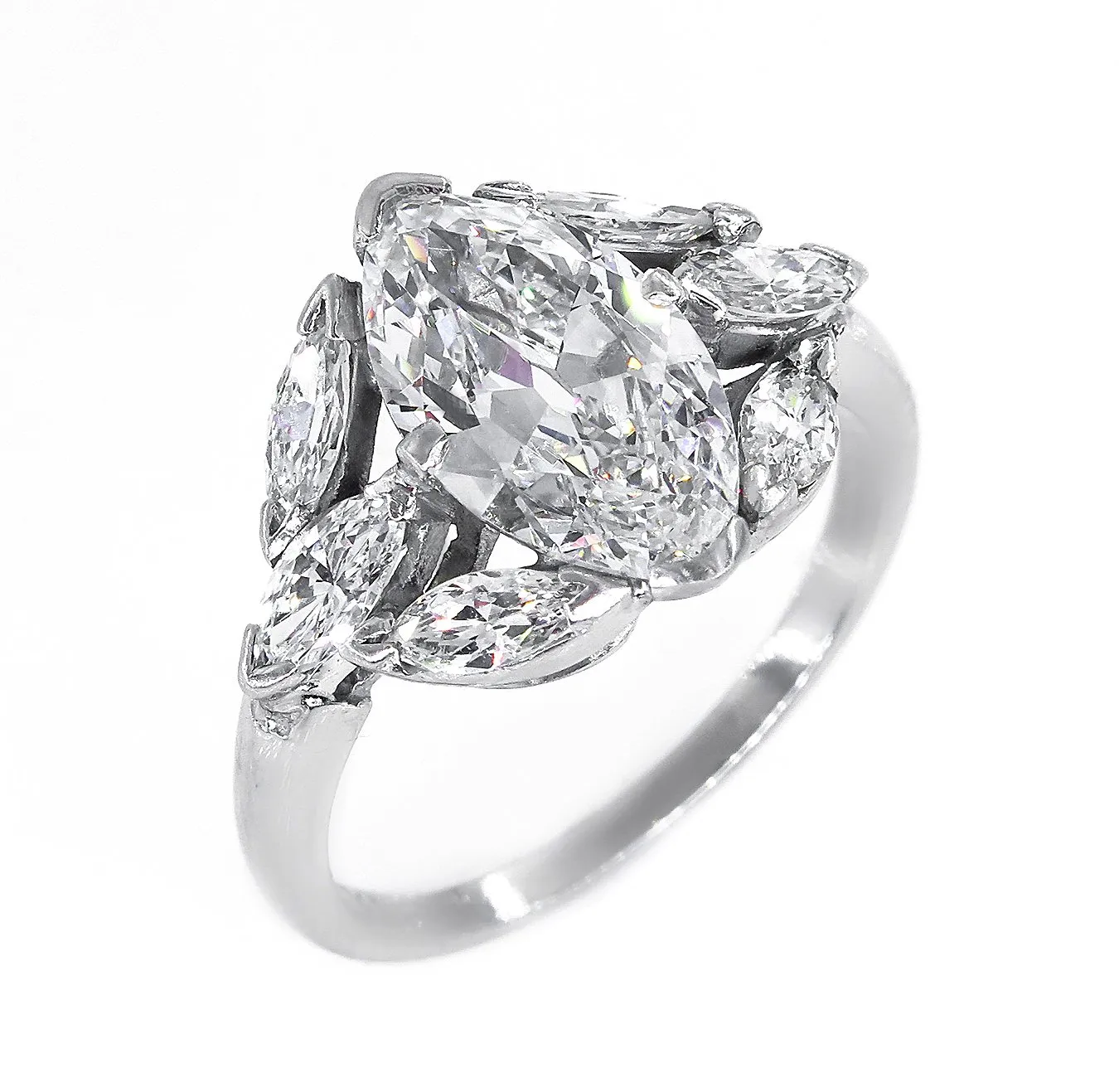 GIA D-VS2 Art Deco 3.00ct Old OVAL Moval Cut Diamond Engagement Platinum Antique Vintage Ring