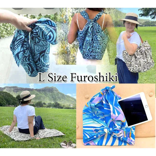 Gift Wrapping Fabric / Furoshiki  - Blue & White Hibiscus / 1223FB-BLU3