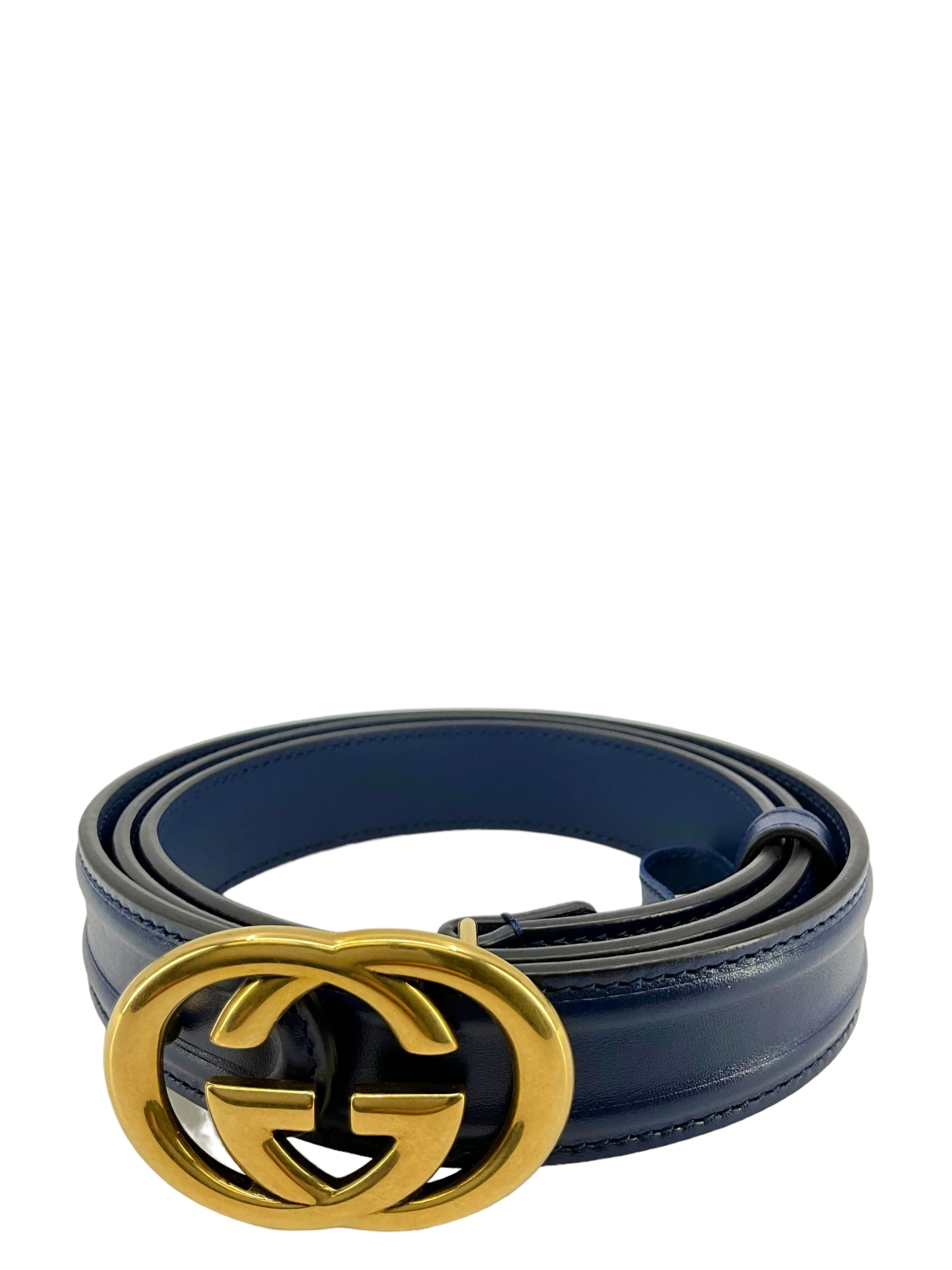 Gucci Navy Blue GG Belt Size 95