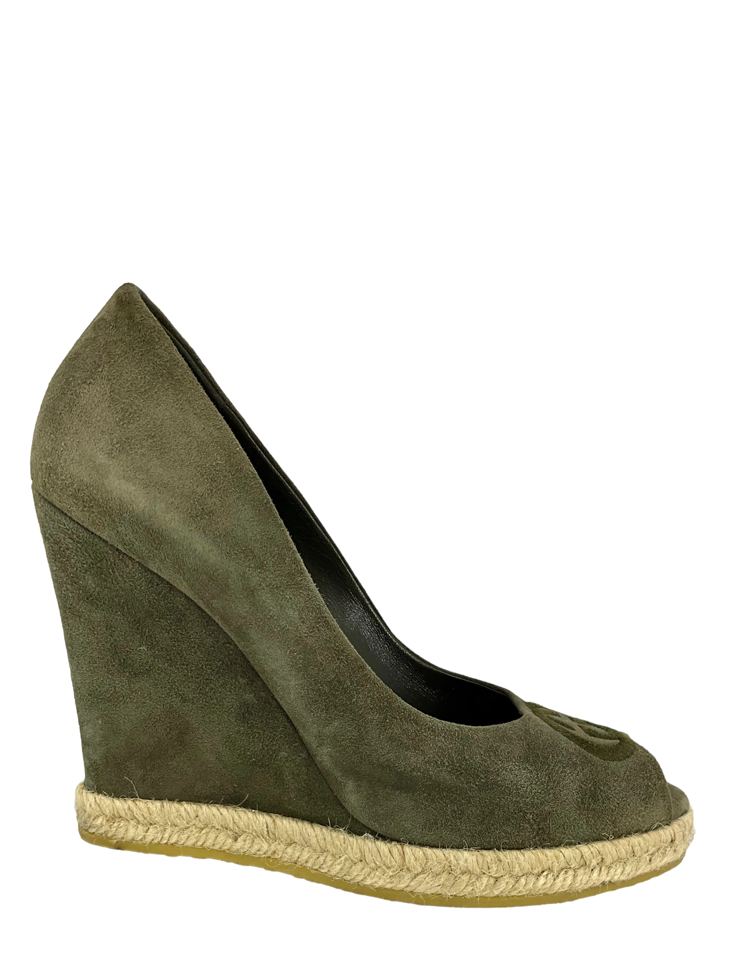 Gucci Suede Wedge Peep Toe Wedges Size 6