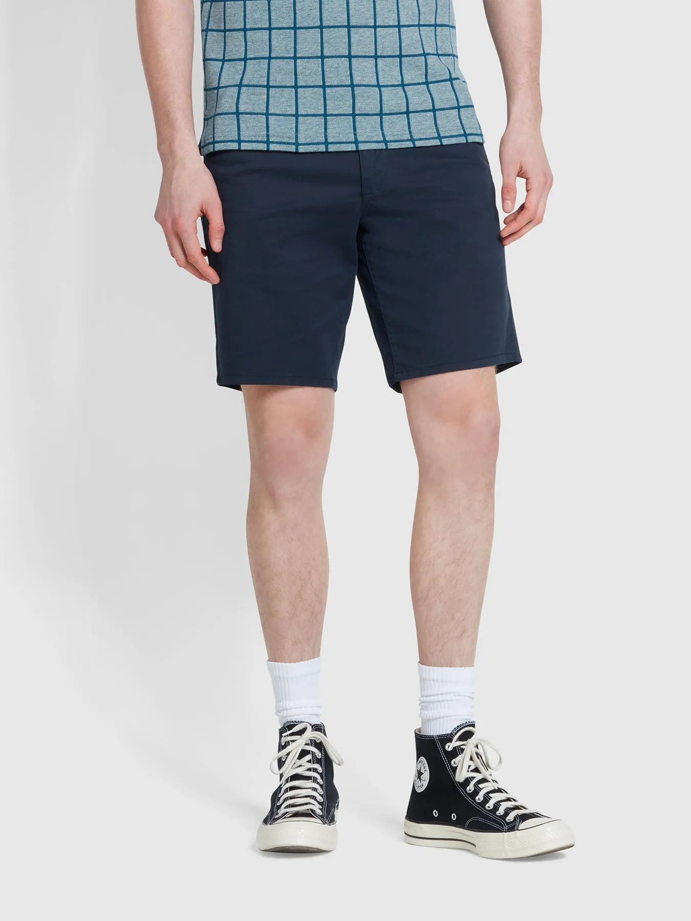 Hawk Organic Cotton Chino Shorts In True Navy