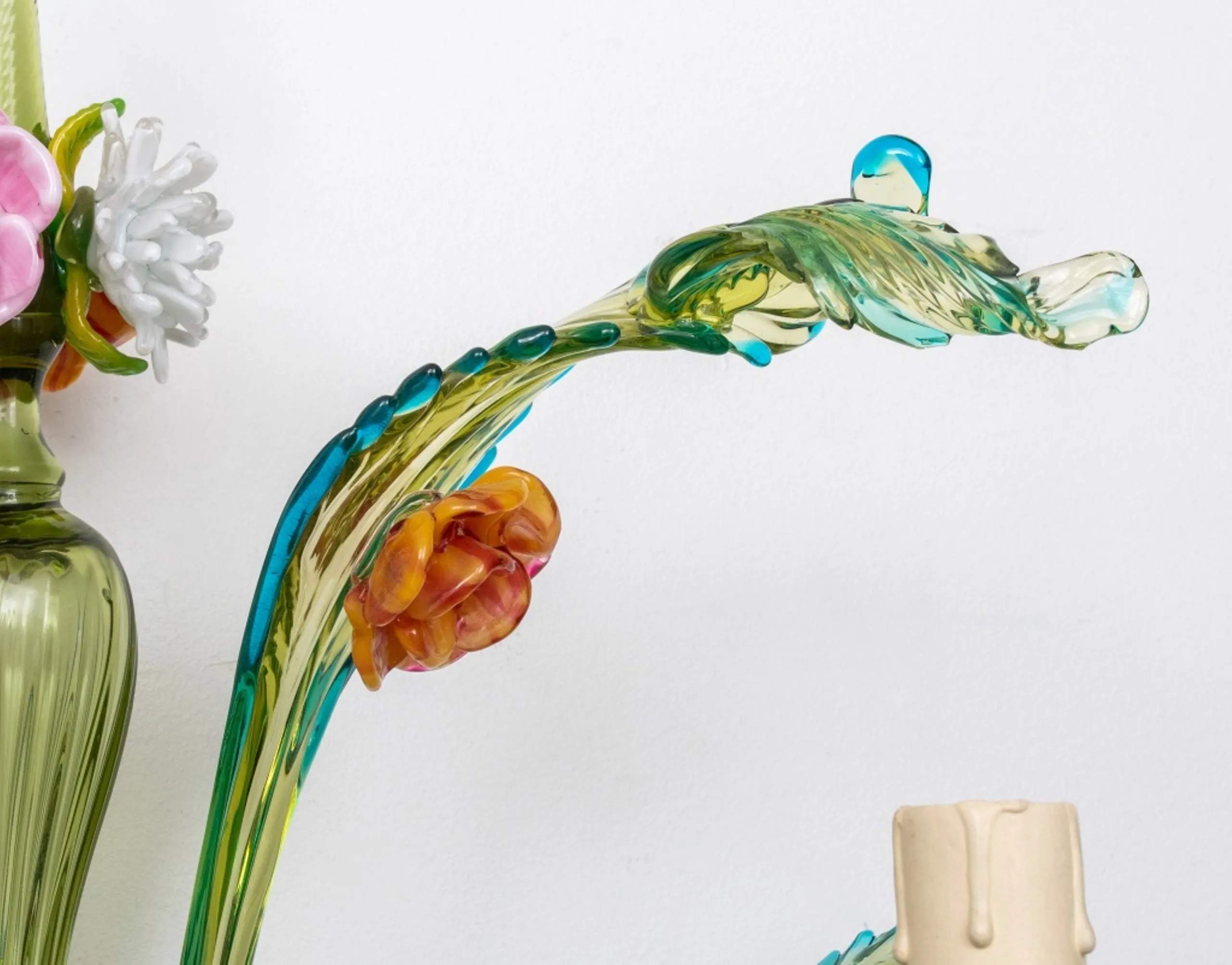 Italian Murano Floral Glass Sconces, Pr