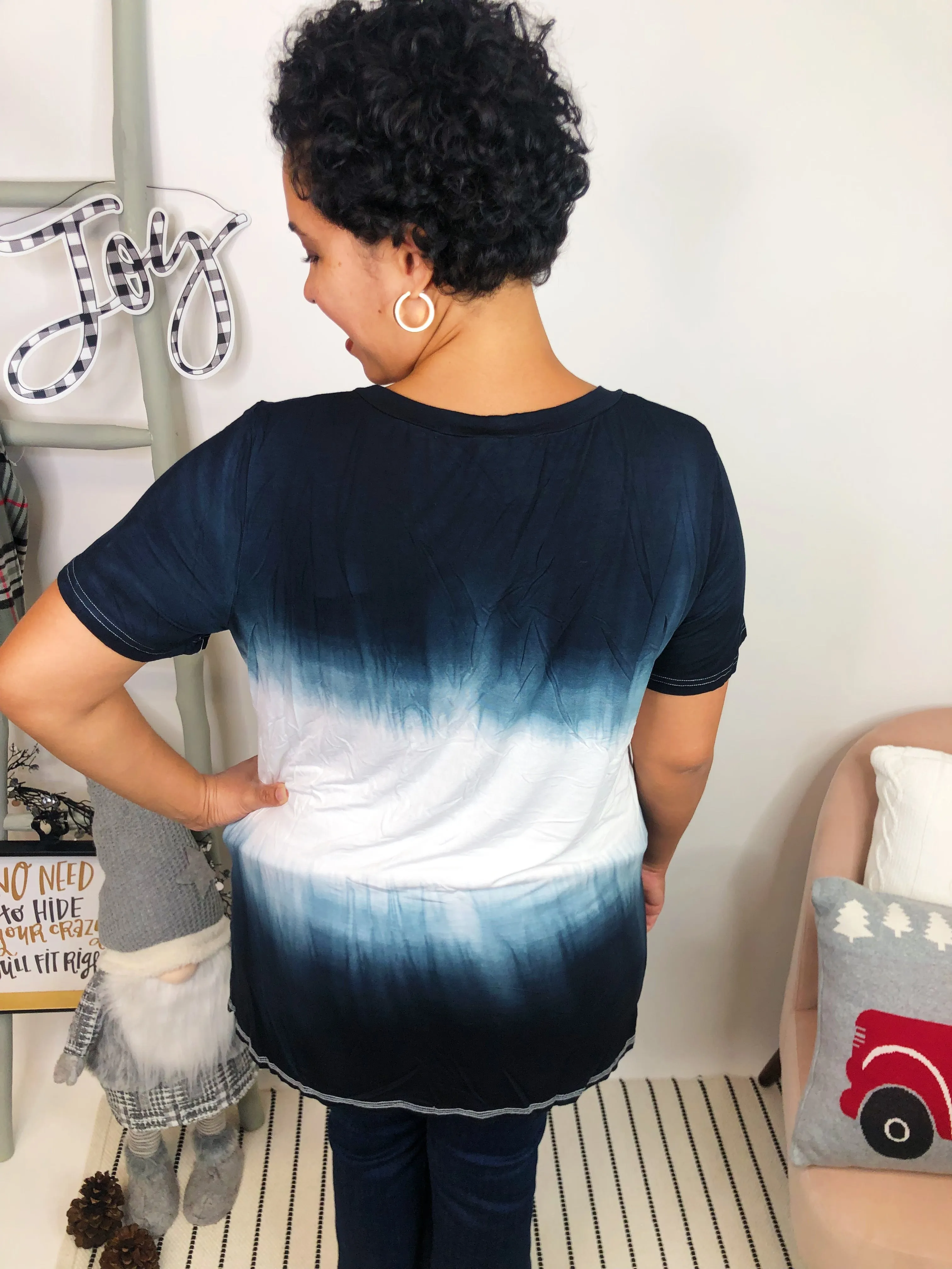 #L288 The Perfect Tie Dye POL Top (Ivory/Jet Black)