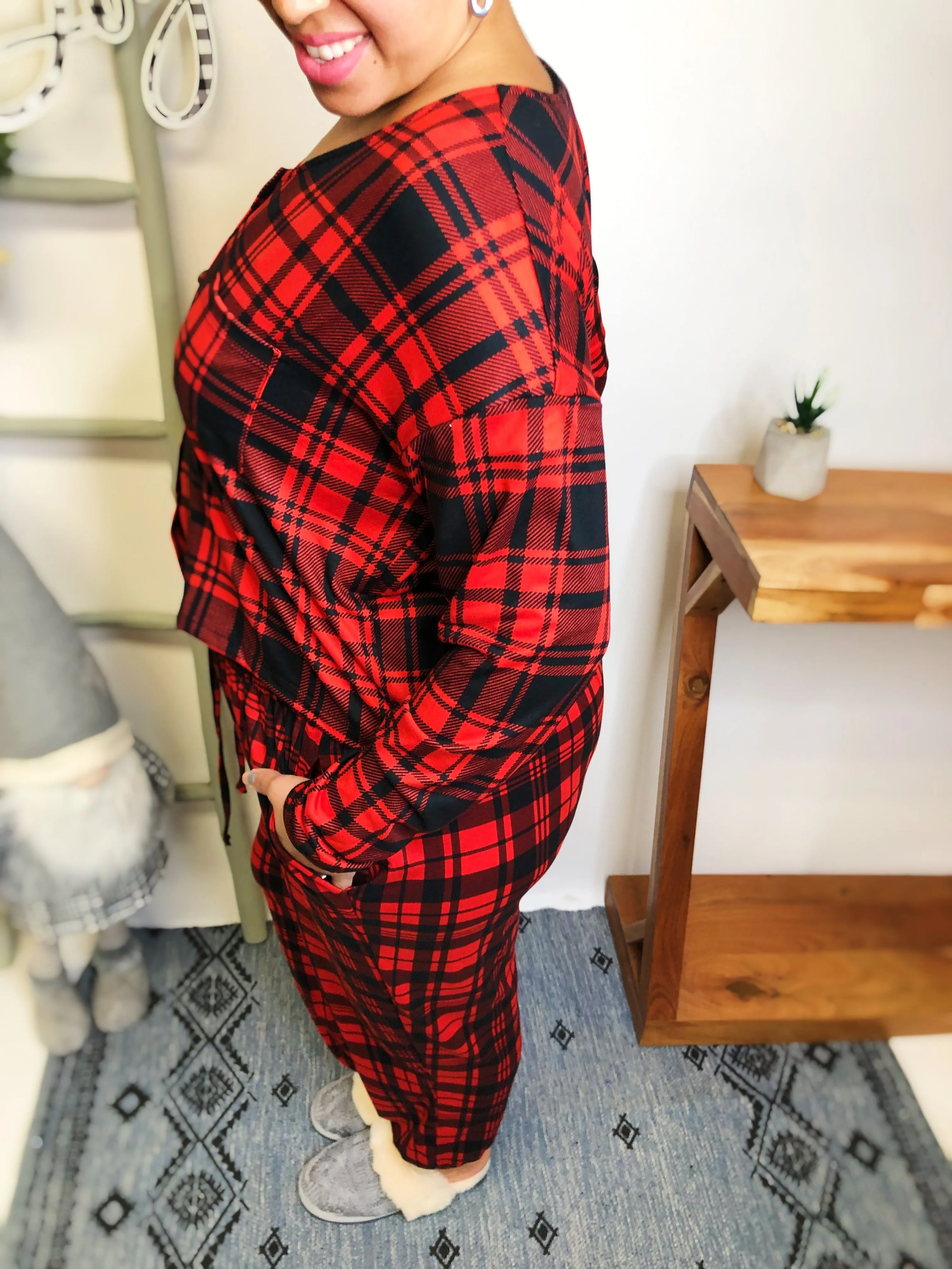 #L522 The Perfect Plaid Match Set (Red/Black)