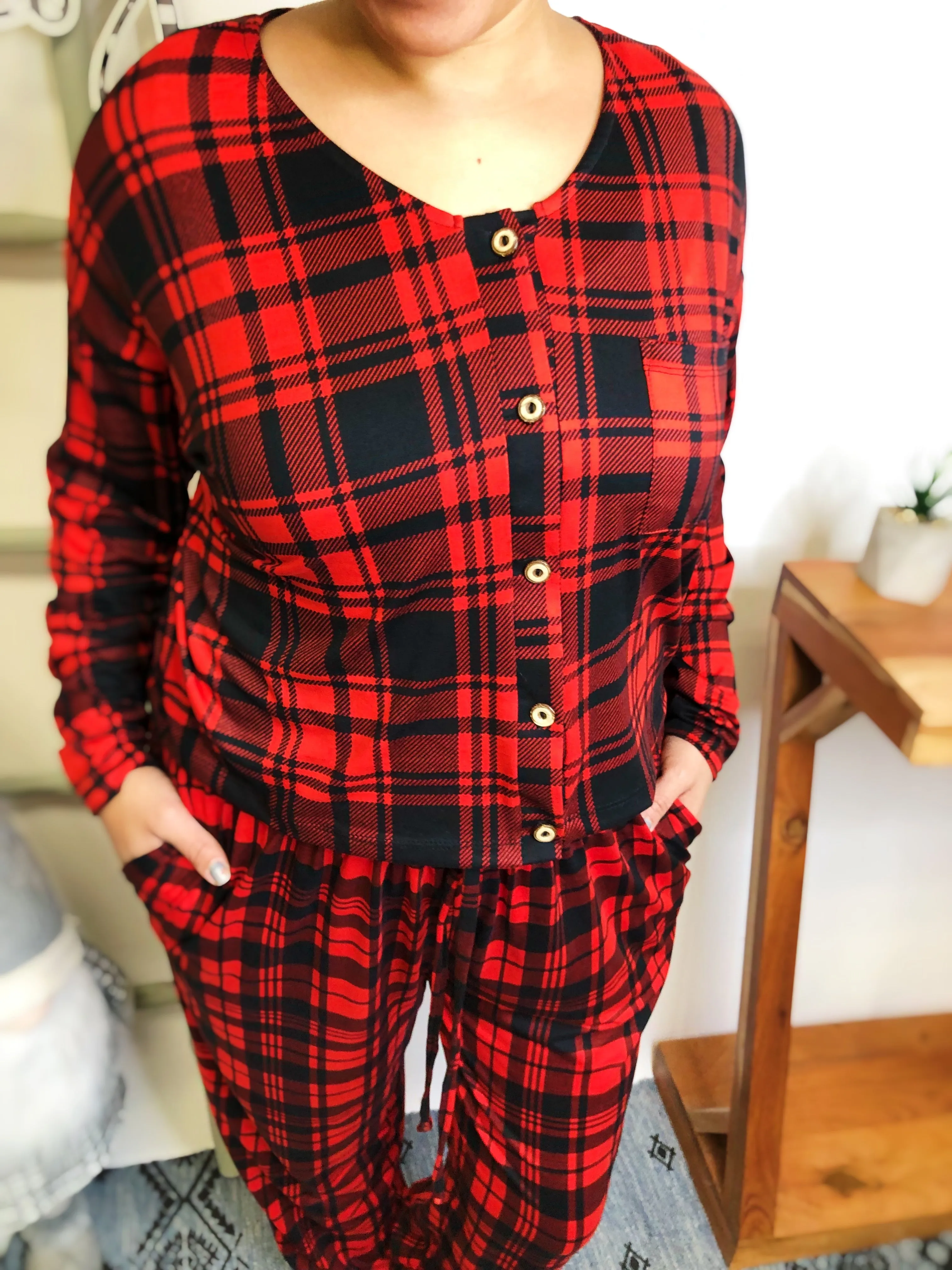 #L522 The Perfect Plaid Match Set (Red/Black)