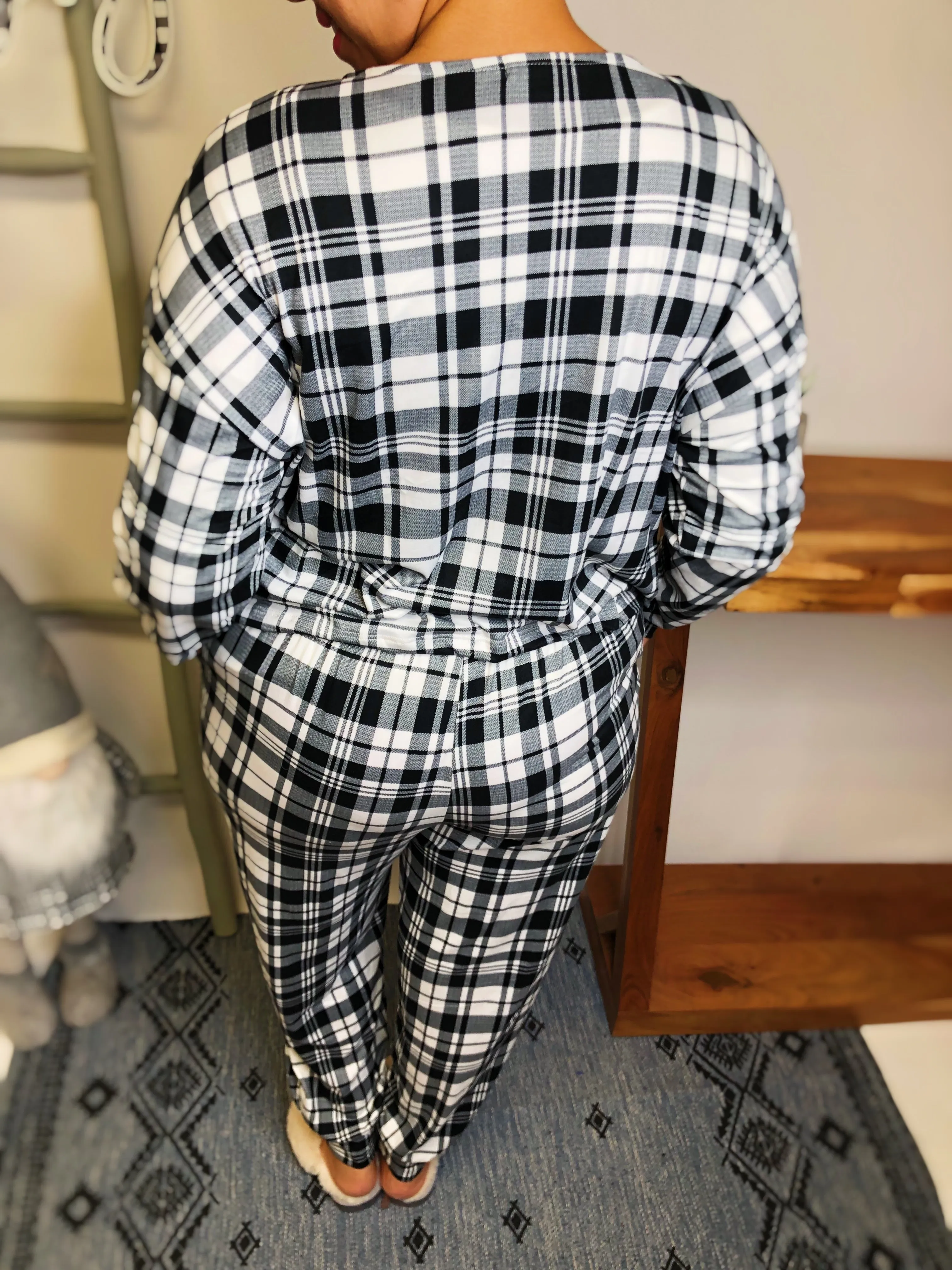 #L523 The Perfect Plaid Match Set (White/Black)