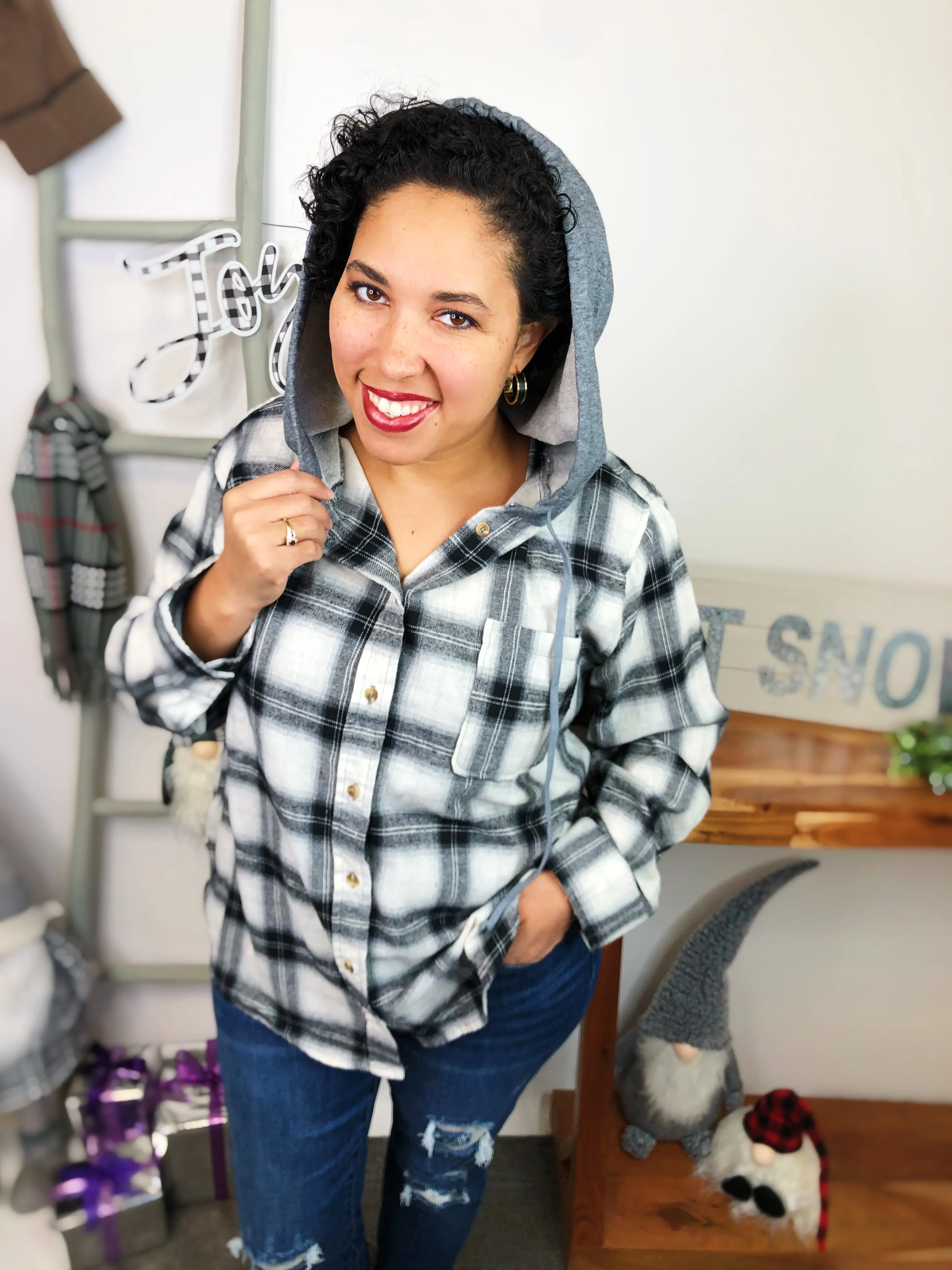 #L830 Your Must Have Plaid Hoodie