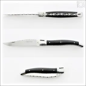 Laguiole Traditional Knife 12 cm Guilloche Black Horn Tip