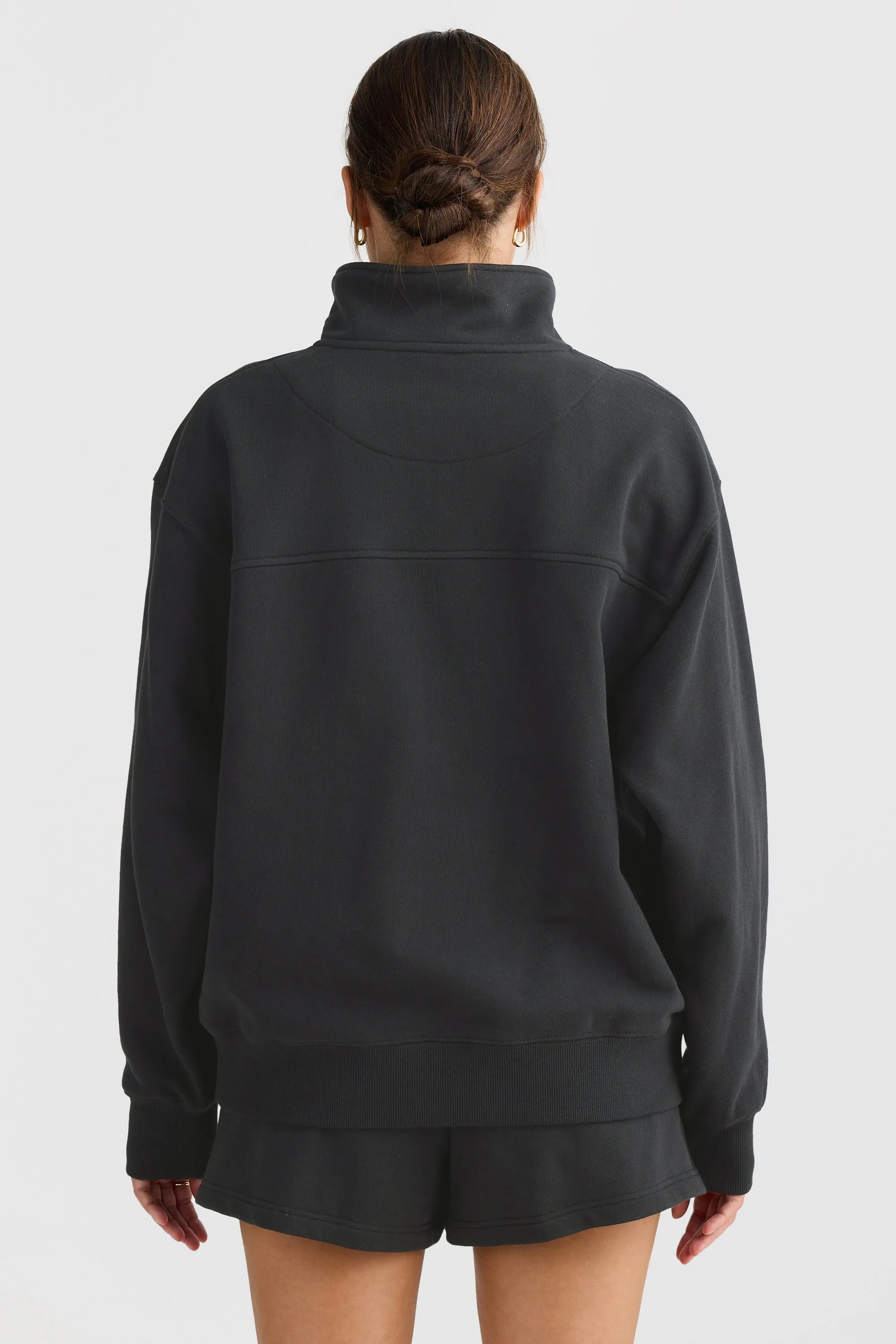 Lena Quarter Zip Washed Black