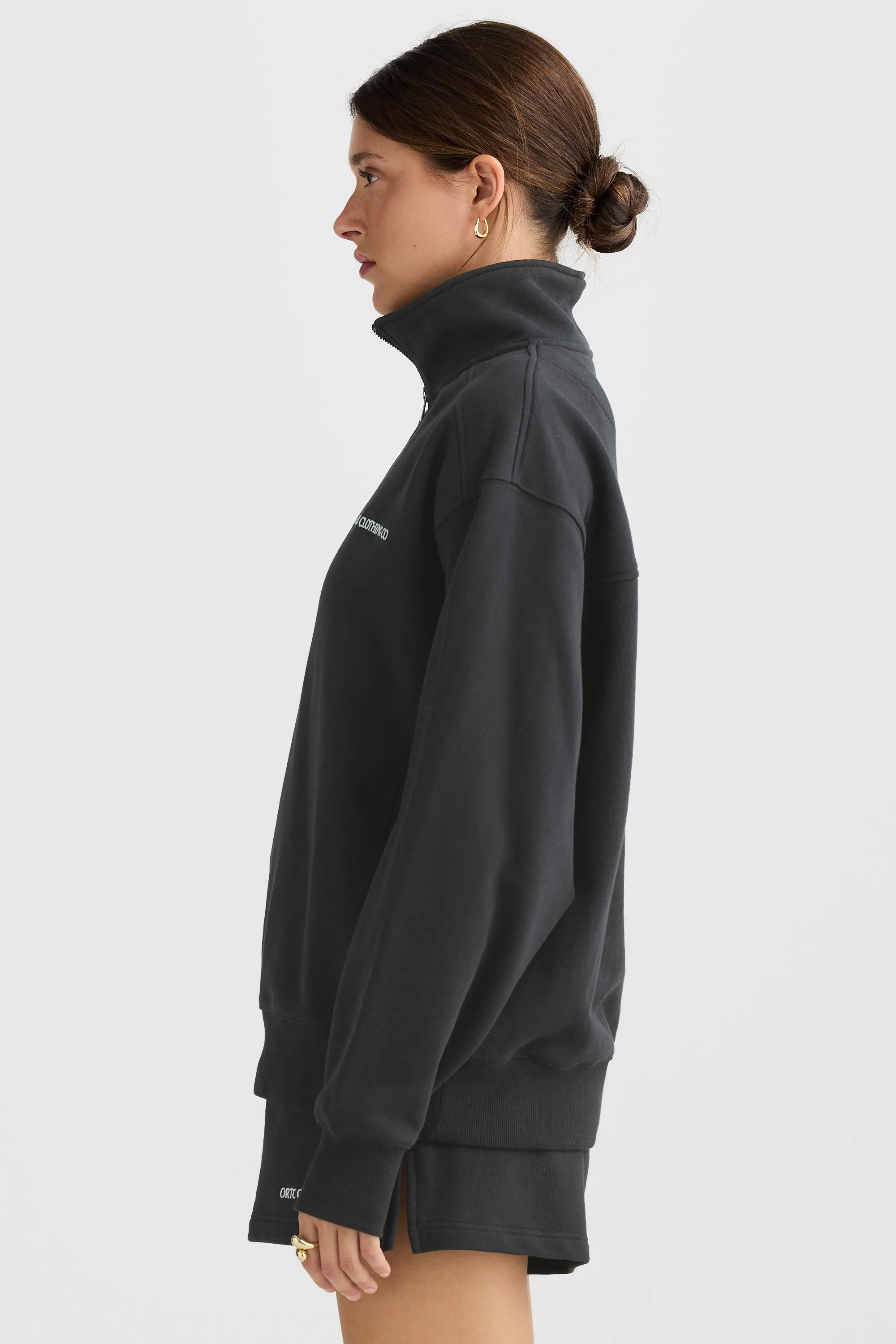 Lena Quarter Zip Washed Black