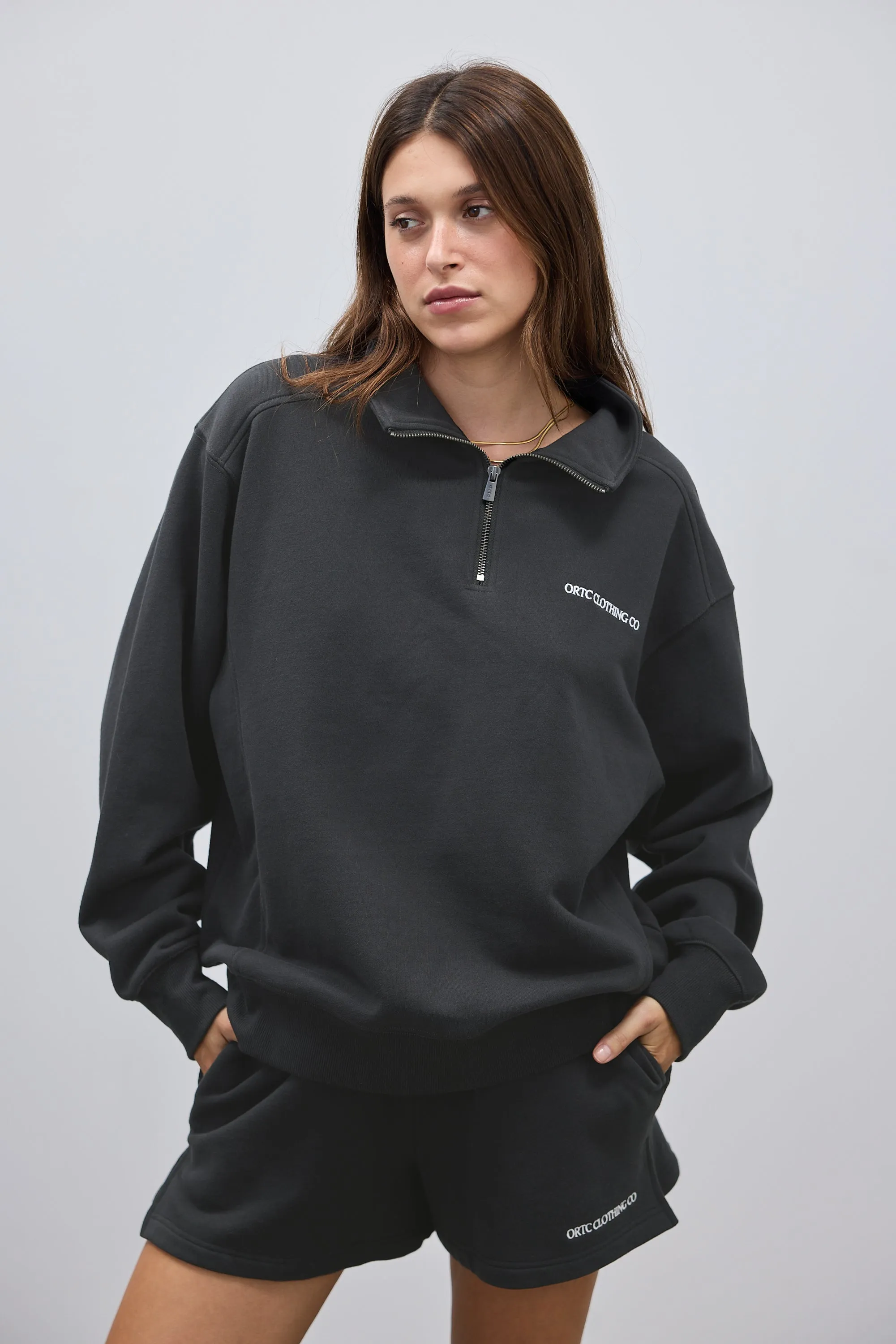 Lena Quarter Zip Washed Black